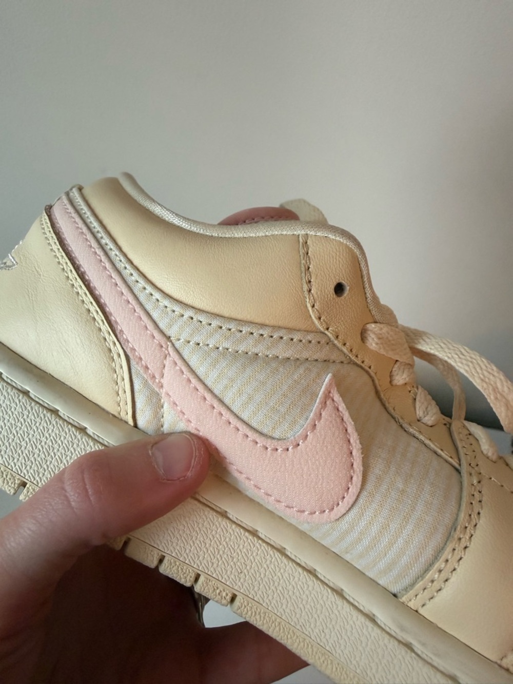 Nike air Jordan Cream and Pink Low Top Sneaker